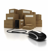 Heap of packages with a computer mouse
